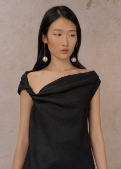 NOIR DRAPE DRESS