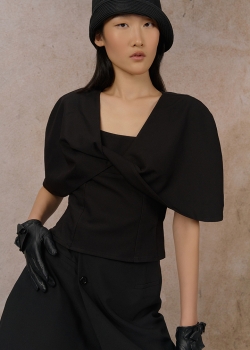 BLANC SUN CAPE TOP - BLACK