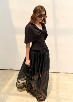 BLANC SUN CAPE TOP - BLACK